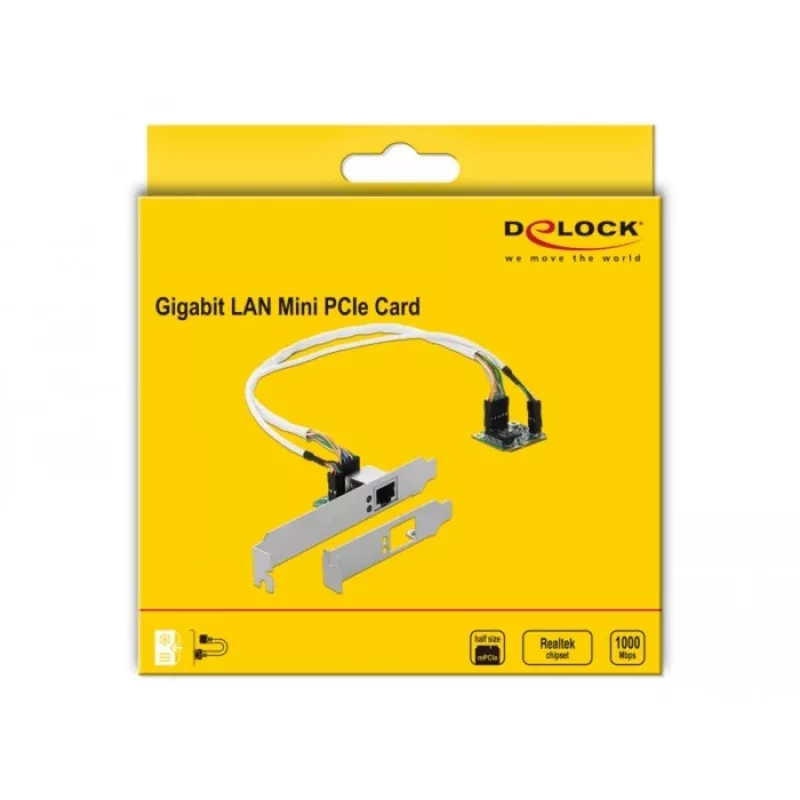 DeLOCK Mini PCIe I/O PCIe half size 1 x Gigabit LAN Low Profile – sieťový adaptér – PCIe Half Mini Card – Gigabit Ethernet x 1 (95265)