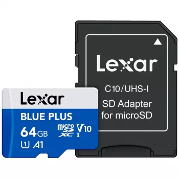 MicroSDXC pamäťová karta Lexar BLUE PLUS 64 GB UHS‑I 100 MB/s U1 V10 (modrá)