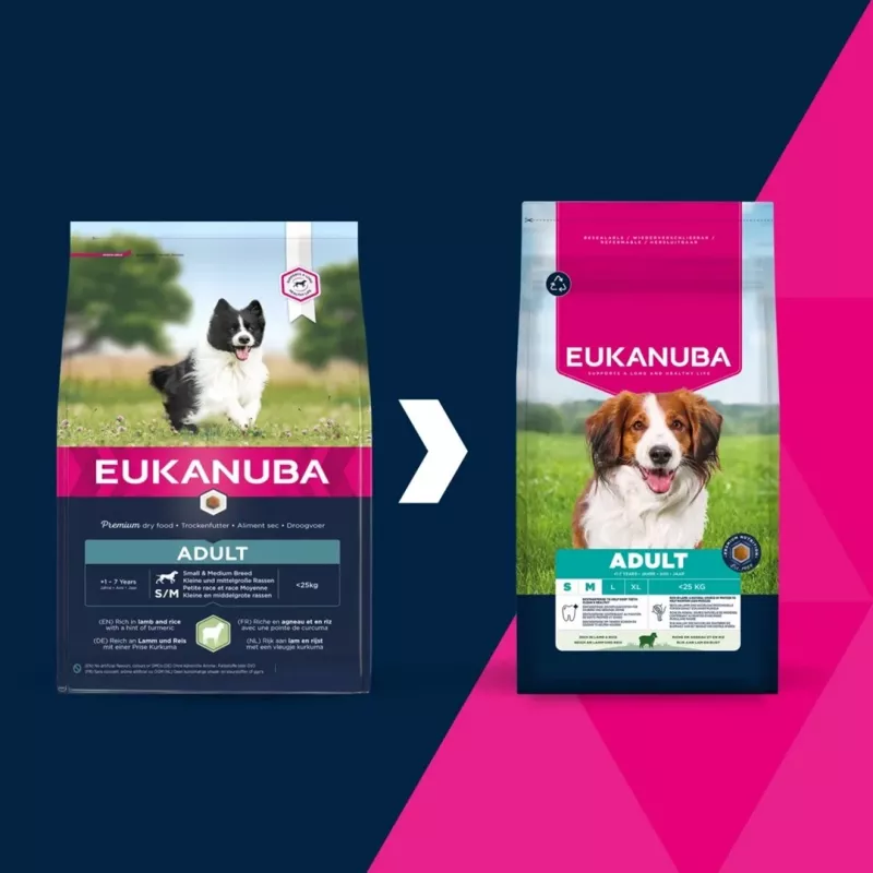 EUKANUBA Adult Small/Medium Breed granule pre psov, bohaté na jahňacie mäso a ryžu, 12 kg
