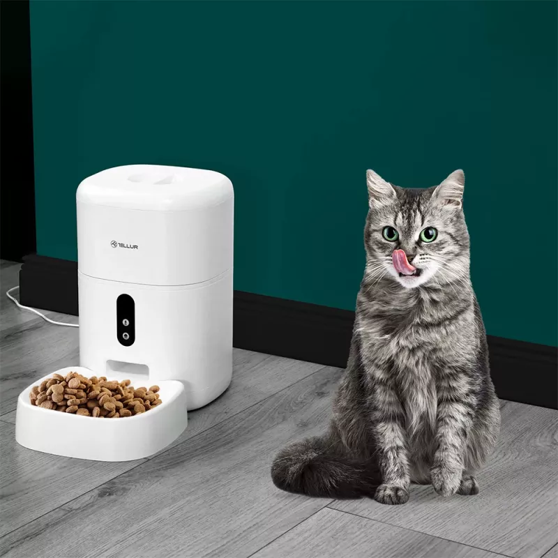 Automatický dávkovač krmiva Tellur TLL331461 s UltraHD kamerou, 4 l, biela