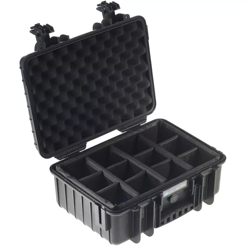 B&W outdoor.cases Type 4000 tvrdý kufor so sadou čalúnených priehradiek, čierny, 4000/B/RPD