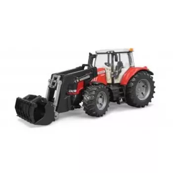 Hračkársky traktor BRUDER Massey Ferguson 7624 s čelným nakladačom, červený, pre deti od 3 rokov