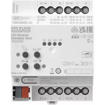 Jung KNX univerzálny stmievač LED, 4-násobný, 4 TE 39004 1S R (390041SR)