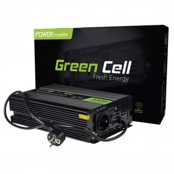 Napäťový menič Green Cell INV07, DC 12 V na AC 230 V, 300 W, 50 Hz, Type-C konektor, čierna
