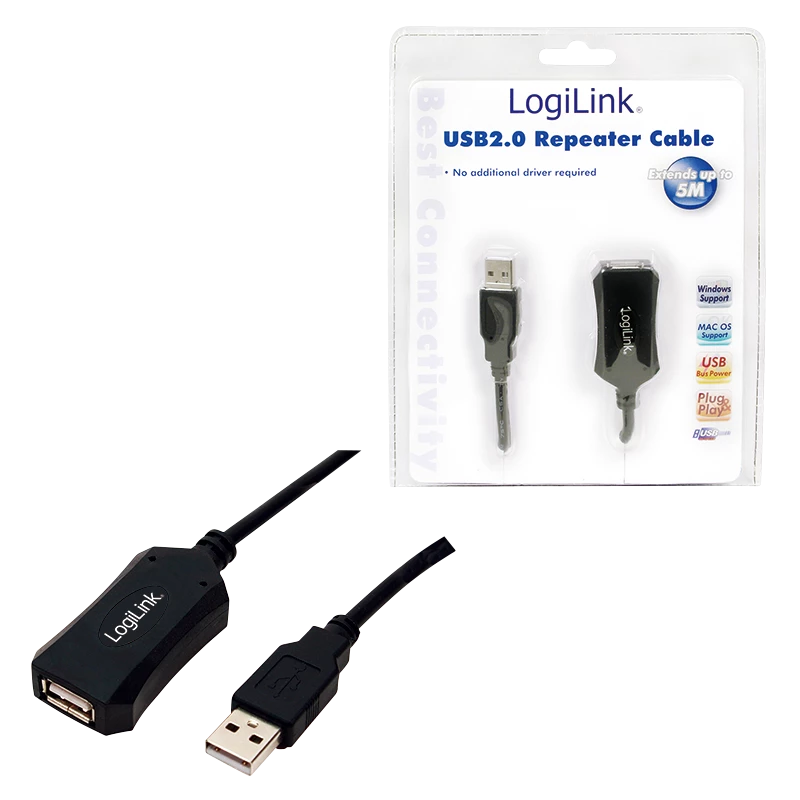LogiLink USB 2.0 predlžovací kábel - 5,0 m USB kábel 5 m USB A