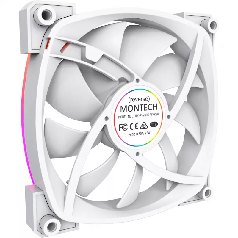 Montech RX140 PWM 140 mm ARGB skriňový ventilátor - biely