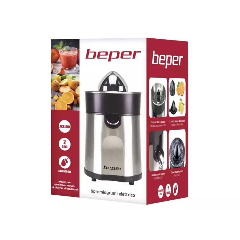 Beper P102EST001 elektrický lis na citrusy 85 W nerezová oceľ
