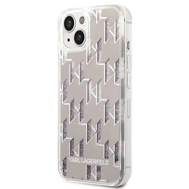 Karl Lagerfeld KLHCP14MLMNMS iPhone 14 Plus 6.7 hardcase strieborná / strieborná Liquid Glitter Monogram