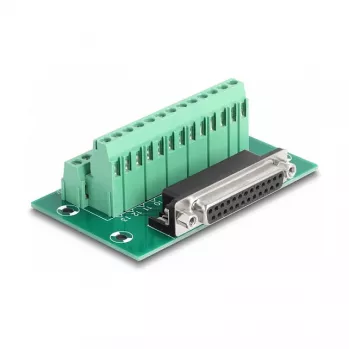DeLOCK D-Sub 25-pinová samica na svorkovnicu pre lištu DIN 51 mm x 86 mm x 30 mm