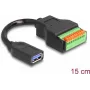 DeLOCK USB 3.2 Gen 1 kábel Type-A konektor samica na adaptér radovej svorkovnice 15 cm