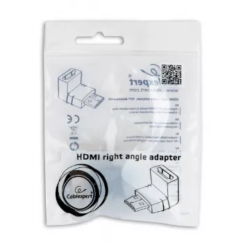 HDMI adaptér GEMBIRD A-HDMI90-FML, HDMI na HDMI, pravouhlý 90° adaptér, čierny