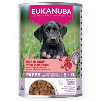 Eukanuba mokré krmivo pre šteniatka s hovädzím mäsom & tekvicou, 400 g konzerva