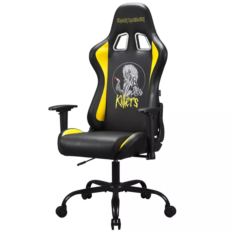 Subsonic SA5609-IM1 Pro Iron Maiden Killers herné kreslo, 3D podrúčky, syntetická koža, sklon 90°-135°, 120 kg, čierne so žltou výšivkou