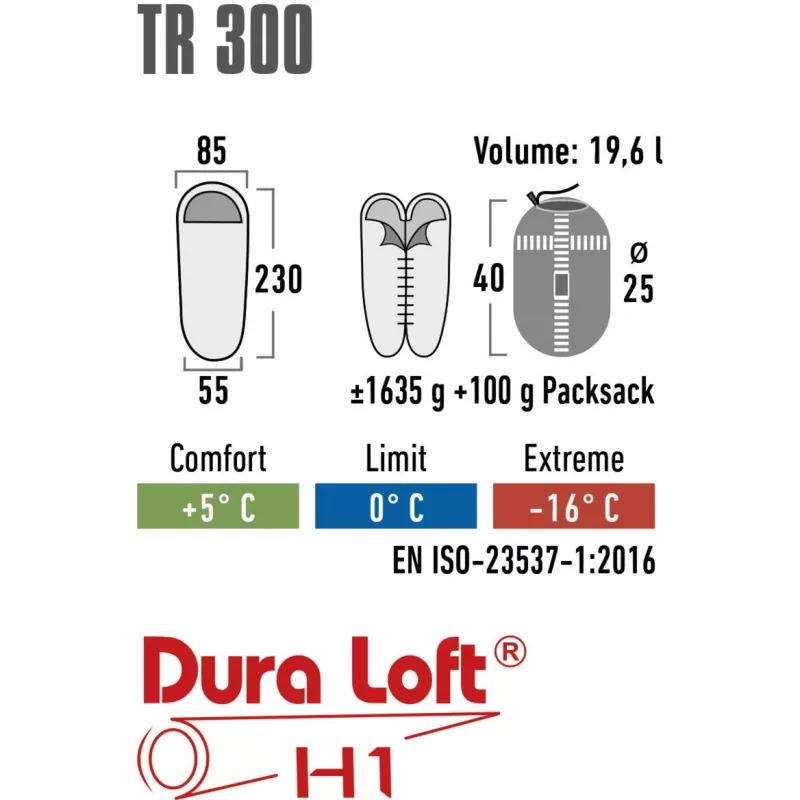 High Peak spací vak TR 300 (tmavý červený/sivý)