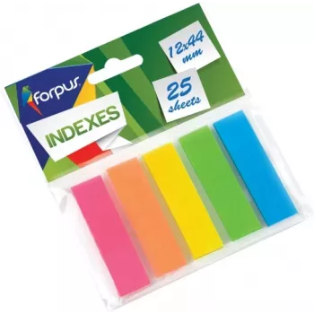 Papierový index Forpus, 12x44 mm, mix, plast (5x25)