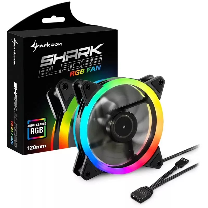 SHARKOON SHARK Blades 120mm ARGB ventilátor do skrine - čierny