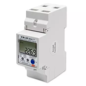Qoltec 50882 Jednofázový elektronický merač spotreby energie na lištu | Wi-Fi | TUYA | 230V | LCD