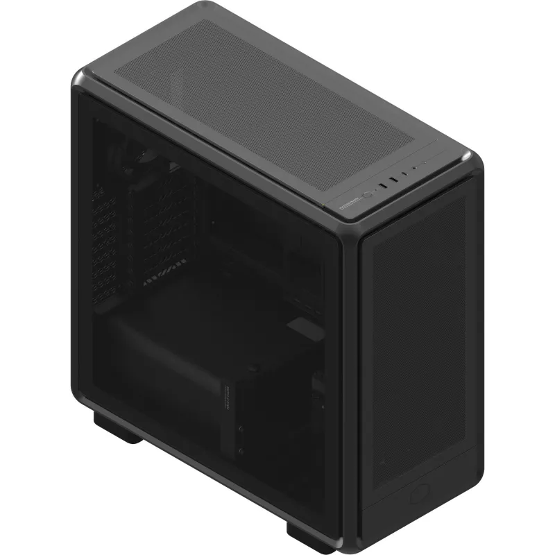 PC Midi Tower Cooler Master MasterFrame 600 Mesh — čierna, podporuje ATX/EATX, 2x200 mm predné ventilátory, podpora predných/bočných ventilátorov, 2x 3,5-palcové + 3x 2,5-palcové pozície