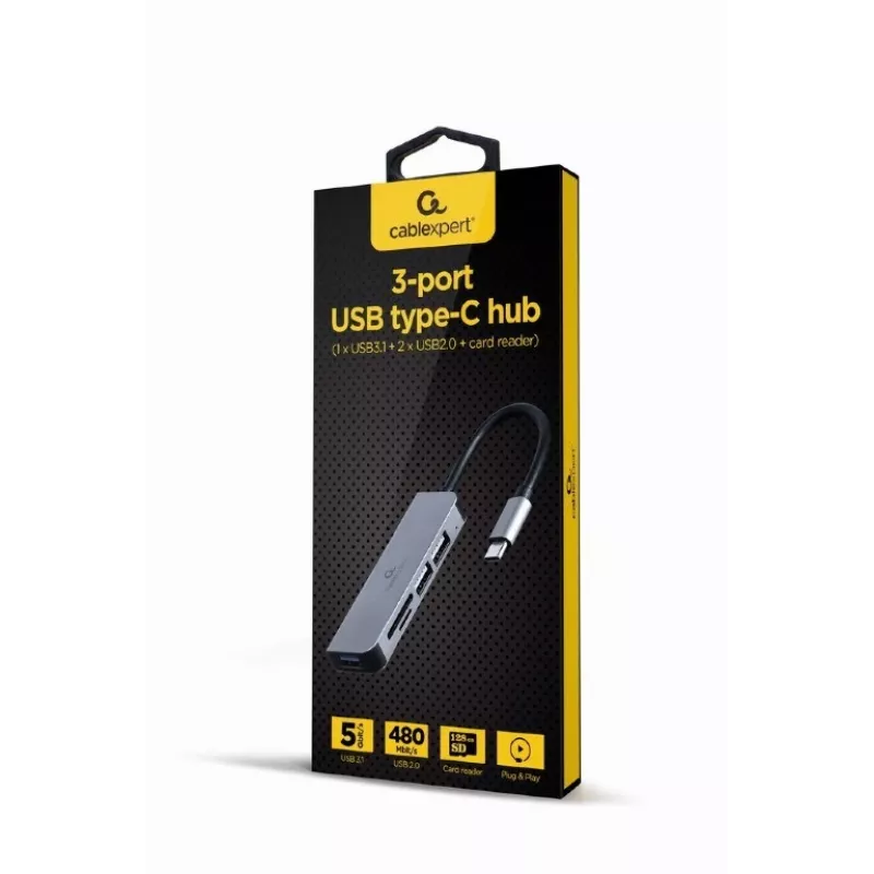 Gembird A-CM-COMBO5-02 dokovacia stanica/port replikátor pre notebook káblový USB 3.2 Gen 1 (3.1 Gen 1) Type-C strieborná