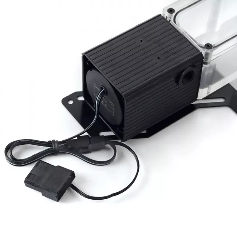BitsPower Tiny Tank SC6 200 pumpa PWM transparentná – kompaktná kombinácia pumpy a vyrovnávacej nádržky pre vodné chladenie