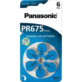 Batérie do načúvacích prístrojov Panasonic PR 675 (veľkosť 10), 605 mAh, zinko-vzdušné, balenie 6 ks