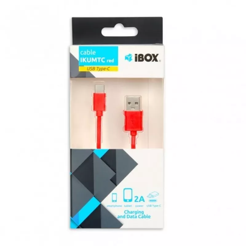 USB kábel IBOX IKUMTCR 1 m, USB A na USB‑C, USB 2.0, červený
