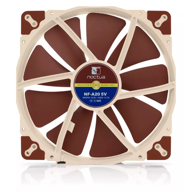 Noctua NF-A20 5V skrinkový ventilátor, 200x200x30 mm, 5 V, 3-pin, béžová/hnedá
