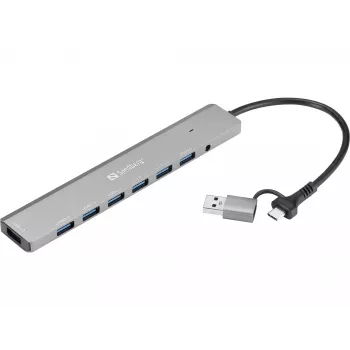 USB hub SANDBERG 136-66 — 7x USB 3.0 porty, externý s napájaním