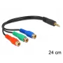 Audio kábel DeLOCK 62499 0,24 m 3,5 mm na 3 x RCA čierny
