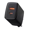 Indoor USB rýchlonabíjačka Baseus CCXJ-B01 – 2 porty (USB-C PD 20W + USB-A QC3.0 18W), 100–240 V, čierna