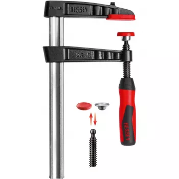 Bessey Original temperovaná liatinová skrutková zvierka TG s 2-komponentnou plastovou rukoväťou – skrutková zvierka – železo – plast – 25 cm