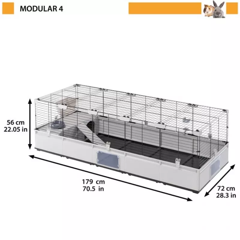 FERPLAST Modular 4 – klietka pre králiky a morčatá domáce – 179 x 72 x 56 cm