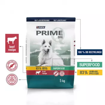 PUPIL Prime bohaté na hovädzie mäso so zeleninou - suché krmivo pre psov - 5 kg