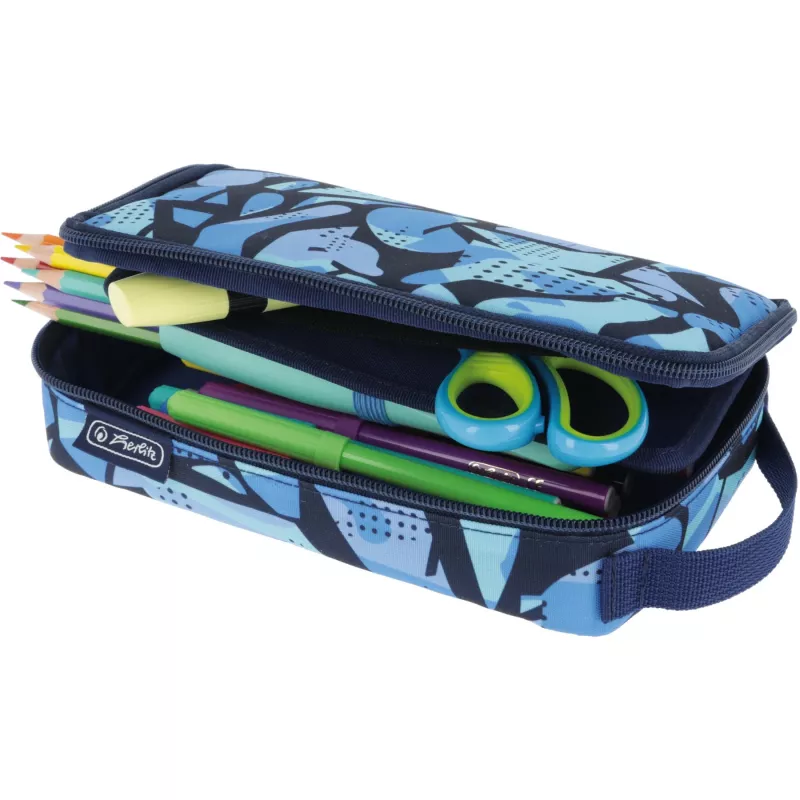 Peračník Herlitz 2 Go CamoBlue polyester modrá 210x130x60mm