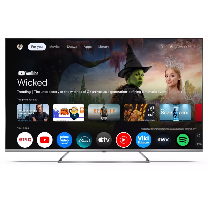 Sharp 4K QLED MiniLED TV | 50JP7265E | 50 inch | Smart TV | Google TV | UHD | strieborná