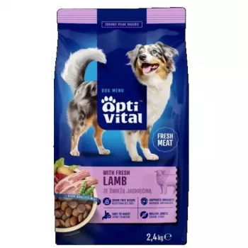OptiVital suché krmivo - plnohodnotné krmivo pre dospelých psov FM s jahňacinou 2,4 kg