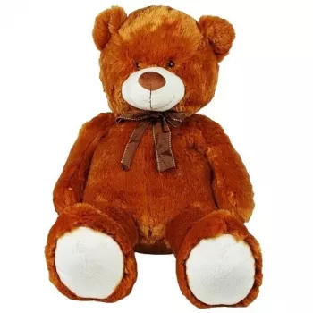 Maskot plyšový medvedík s mašľou 70 cm hnedý