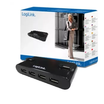 HUB USB 2.0 4-portový s napájacím zdrojom, čierny