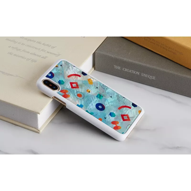 Obal na telefón iKins pre iPhone XS / iPhone X S – biely poppin rock ochranný kryt zadnej strany