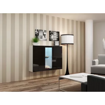 Cama sideboard VIGO 90/120/38 biela/čierna lesklá