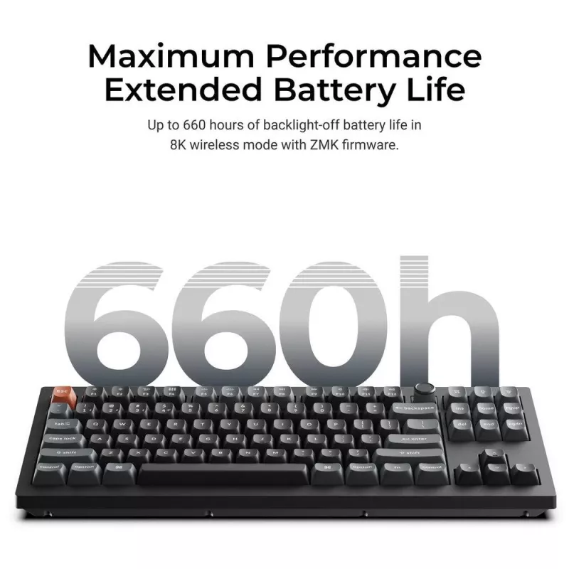 Mechanická klávesnica Keychron V3 Ultra 8K – kábel & Bluetooth, QWERTY, RGB, čierna