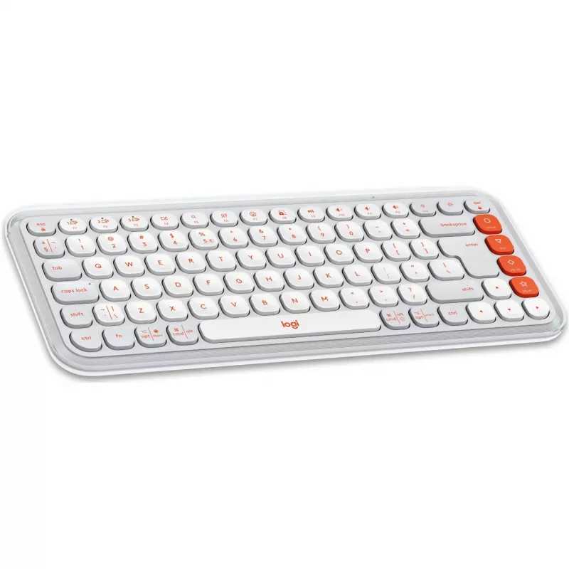 Logitech POP Icon Keys – klávesnica – bezdrôtová – Bluetooth LE – QWERTY – US International – Off White, oranžová (920-013072)