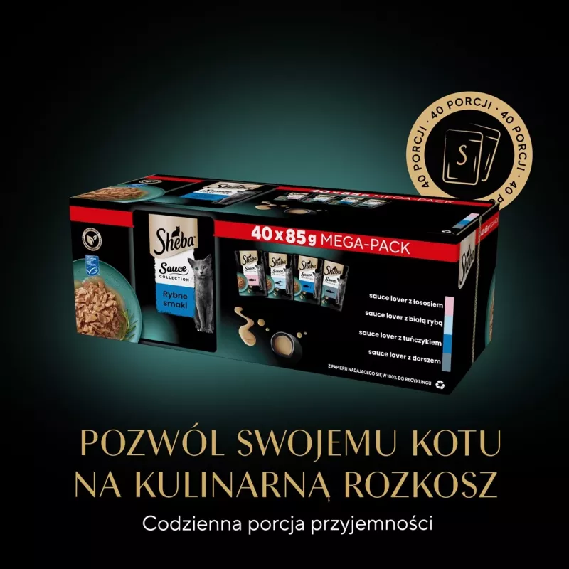 SHEBA Sauce Collection Fish flavors collection - mokré krmivo pre mačky - 40x85 g