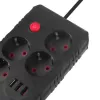 Predlžovacia zásuvka MACLEAN MCE393 B — 4 zásuvky, 3×USB, 110–240 V, 2500 W, 3 m kábel, čierna