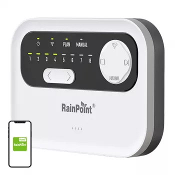 Ovládanie zavlažovača RainPoint HIC801W WiFi — 8-zónový zavlažovací počítač, Wi‑Fi pripojenie