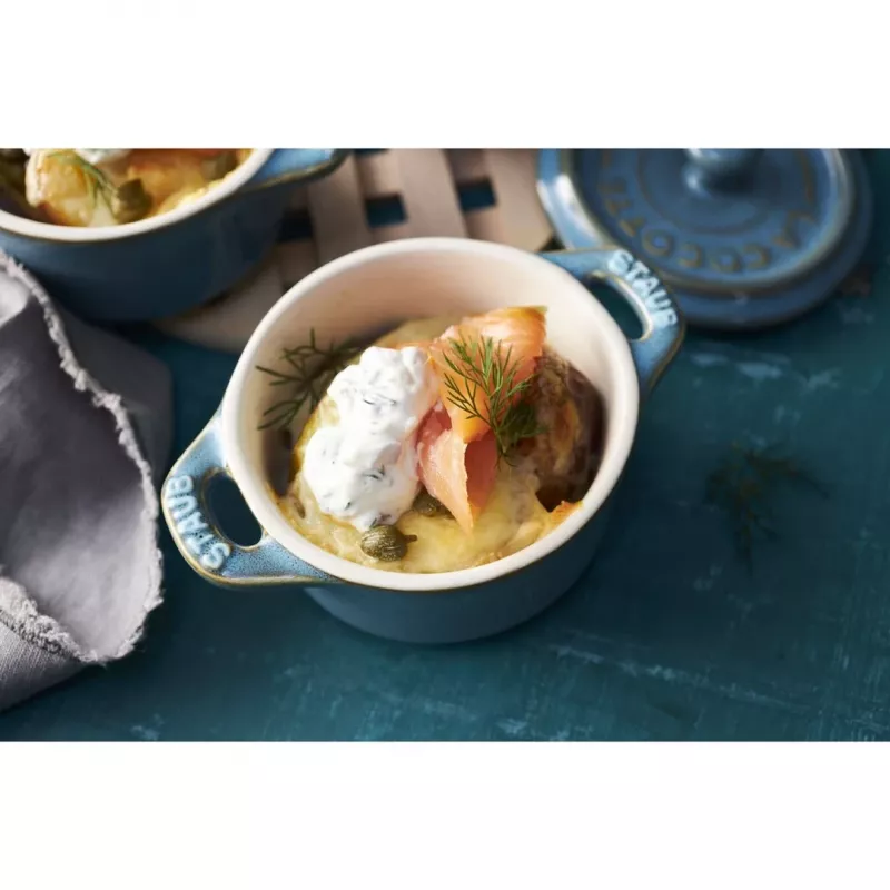Staub Mini Cocotte Okrúhly, 4 ks - 200ml, Antická Tyrkysová