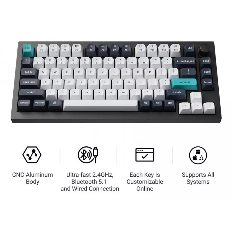 Mechanická klávesnica Keychron Q1 Max 75% s Banana Switches, Carbon Black