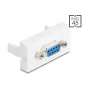 Nástenná VGA zásuvka DELOCK 81556, konektor samica na konektor samica, biela, ABS, 45×22,5×17,4 mm