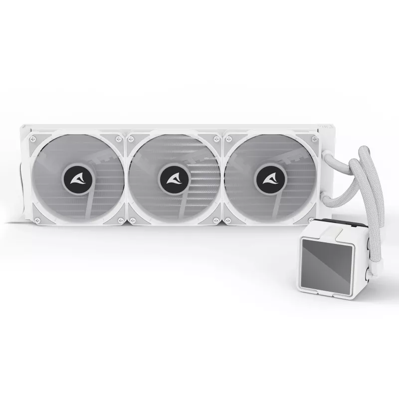 All-in-One CPU kvapalinový chladič Sharkoon S100 ARGB biely – 360 mm radiátor, Infinity-Mirror efekt