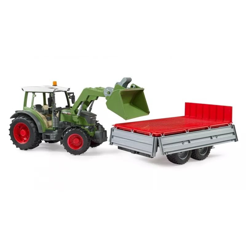 Hračkársky traktor BRUDER Fendt Vario 211 s čelným nakladačom a bočným prívesom